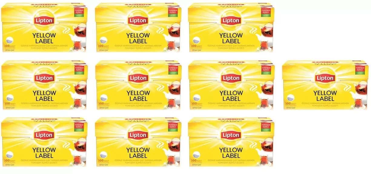 Lipton Yellow Label Demlik Poşet Çay 100'lü 10 Paket