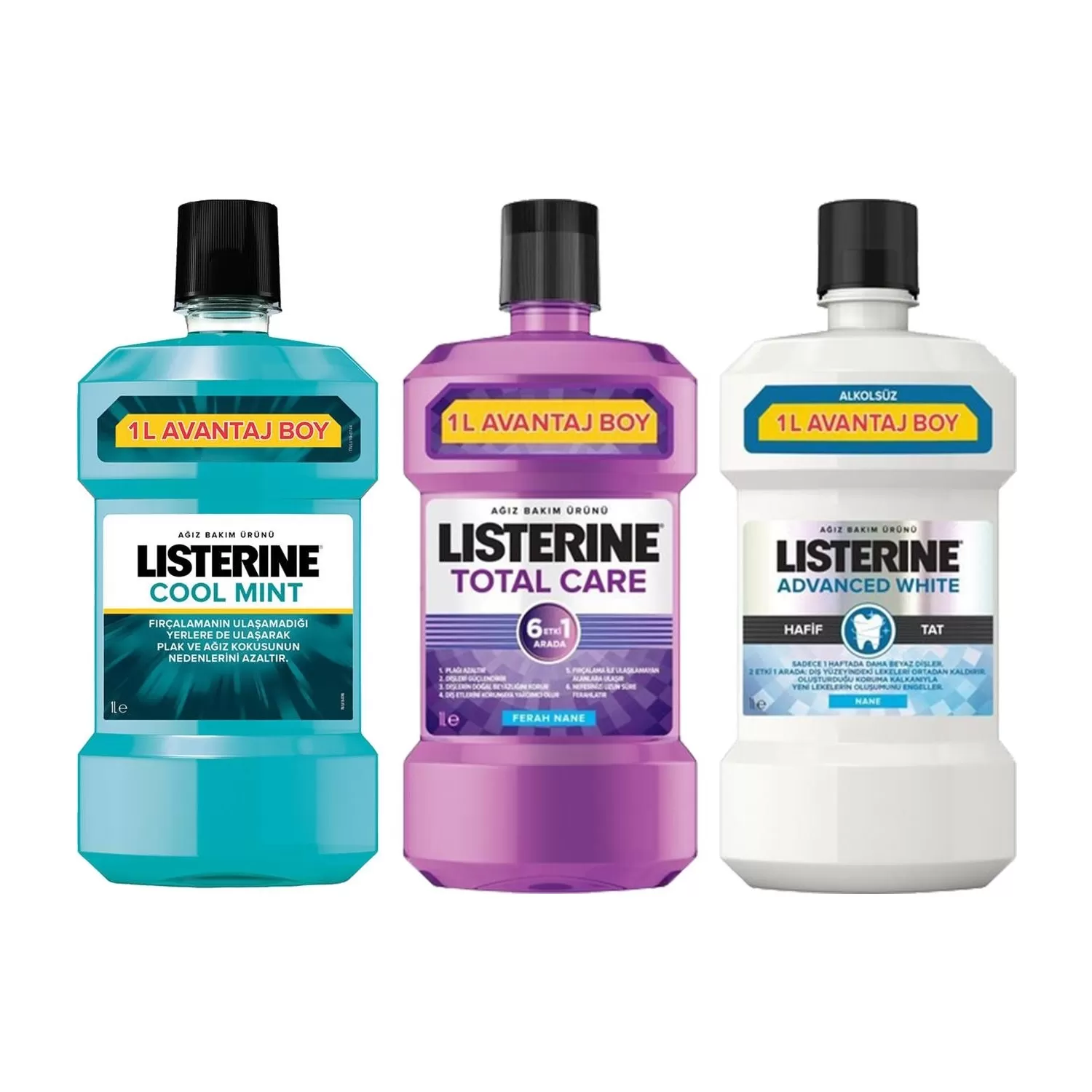 Listerine 3 lü Ağız Bakım Suyu 1000x3 3000 Ml