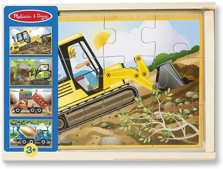 Melissa & Doug Ahşap 12x4 Yapboz Seti - İnşaat Araçları