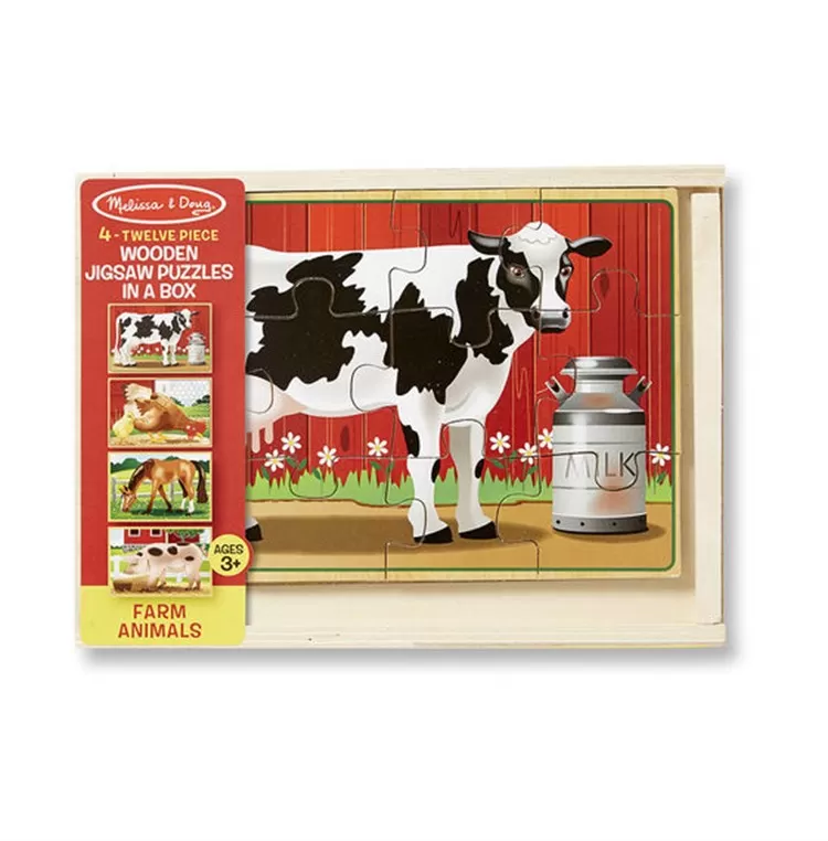 Melissa & Doug Ahşap 12x4 Yapboz Seti - Çiftlik Hayvanları
