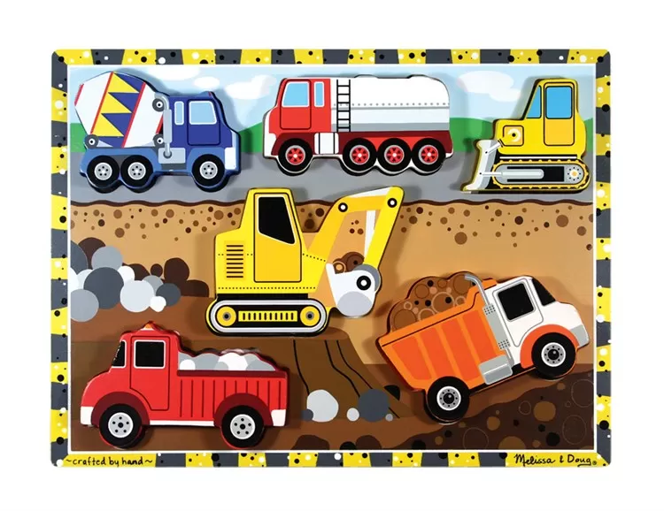 Melissa & Doug Ahşap Tombul Yapboz - İnşaat Araçları