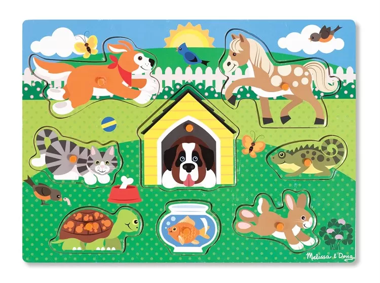 Melissa & Doug Ahşap Tutmalı Yapboz-Evcil Hayvanlar