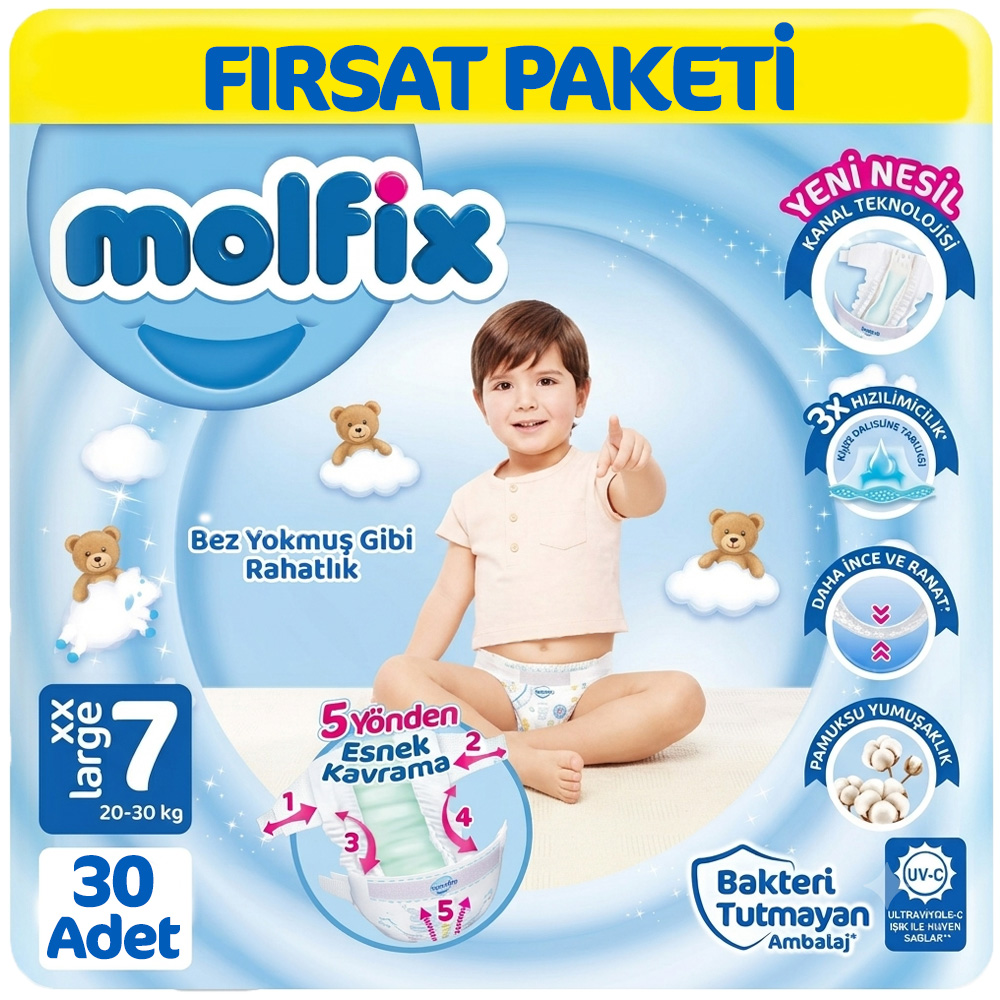 Molfix 7 Beden Bebek Bezi Fırsat Paketi 30 Adet