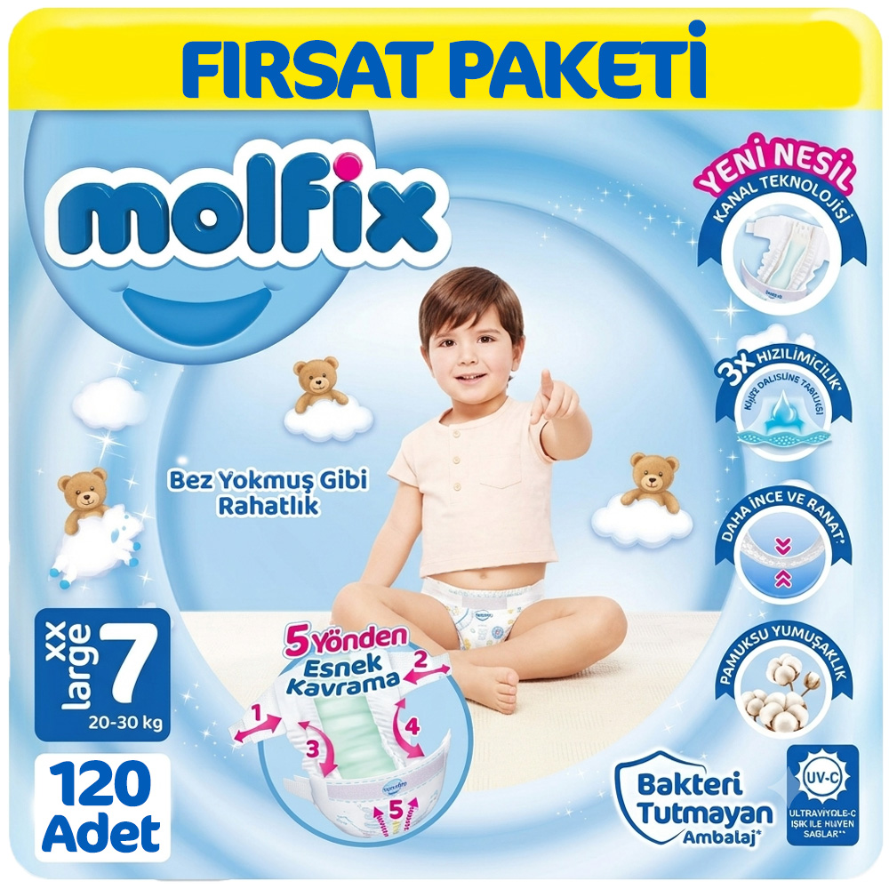 Molfix 7 Beden Bebek Bezi Fırsat Paketi 30x4 120 Adet