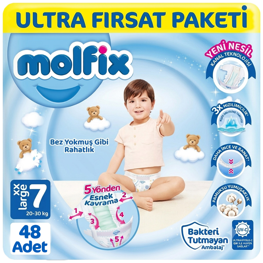 Molfix 7 Beden Bebek Bezi Ultra Fırsat Paketi 48 Adet