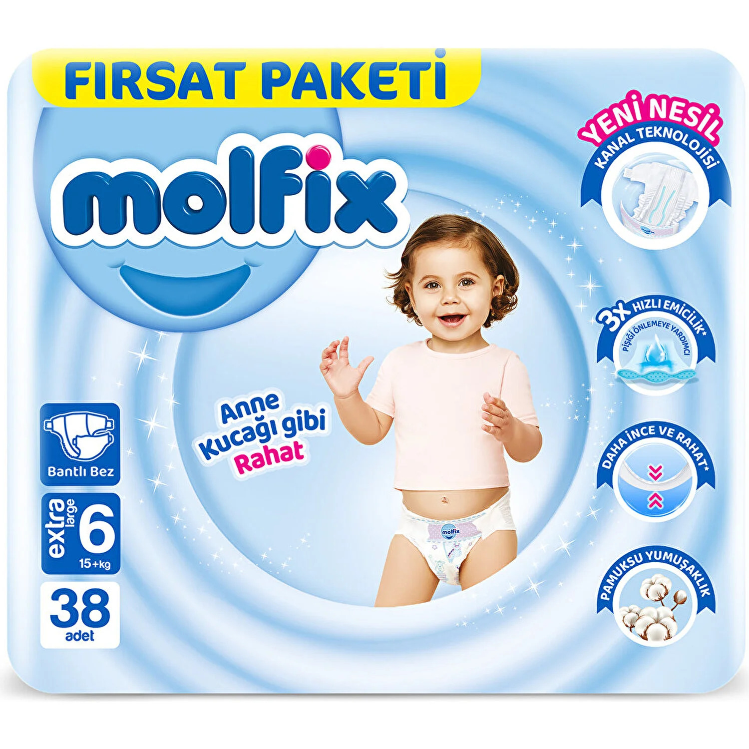 Molfix Bebek Bezi Fırsat Paketi 6 Beden Extra Large 38 Adet