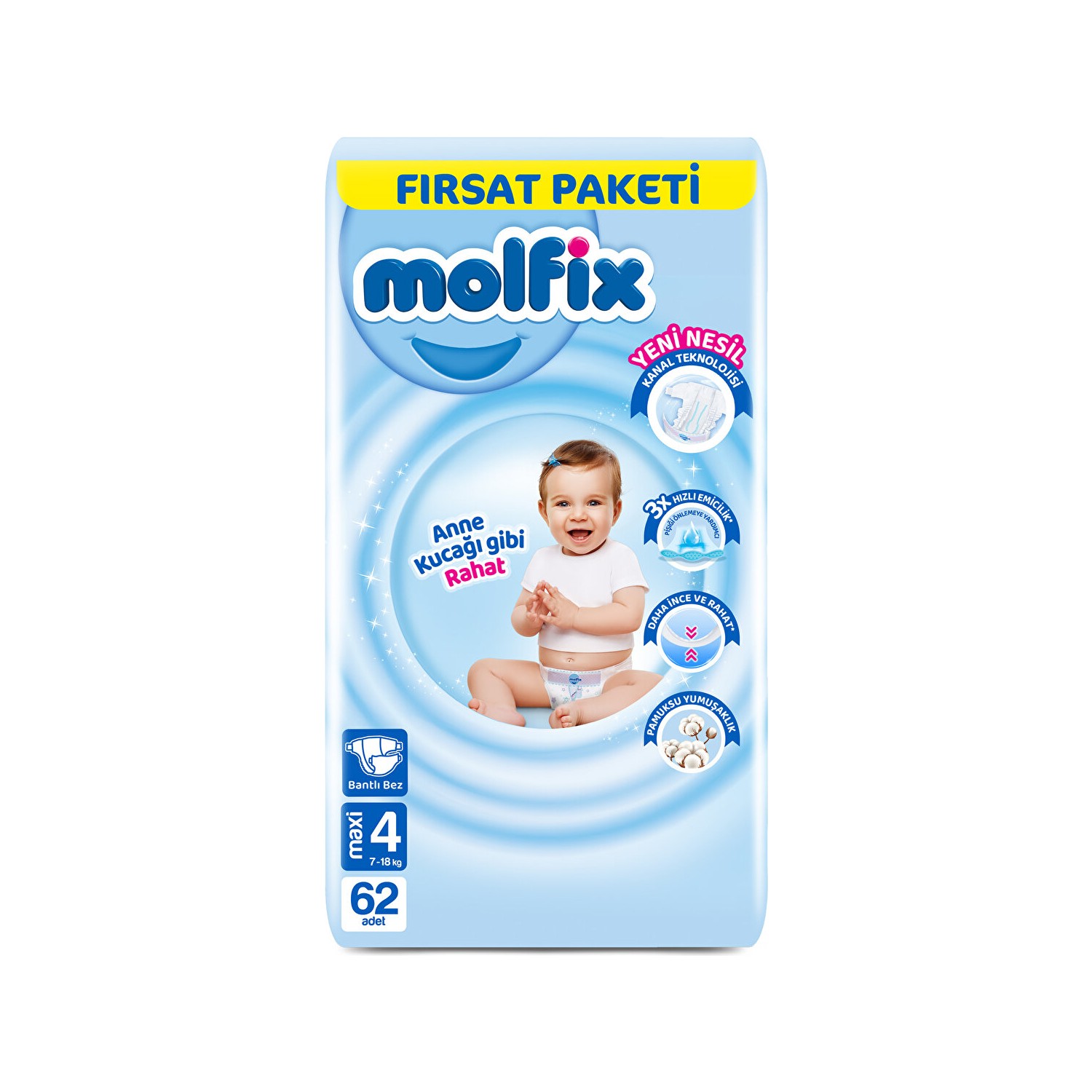 Molfix Bebek Bezi Fırsat Paketi 4 Beden Maxi 2x62 124 Adet