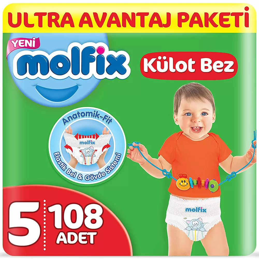 Molfix Bebek Bezi 5 Beden Külot Bez Ultra Avantaj Paketi 108 Adet