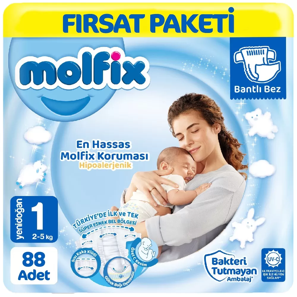 Molfix Bebek Bezi 1 Beden Fırsat Paketi Beden 88 Adet