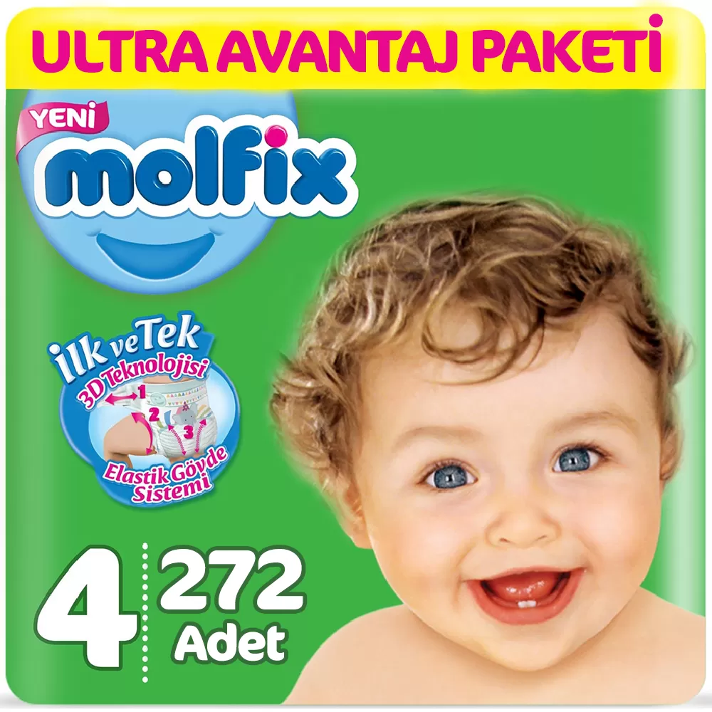 Molfix Bebek Bezi 4 Beden Maxi Ultra Avantaj Paketi (136*2) 272 Adet