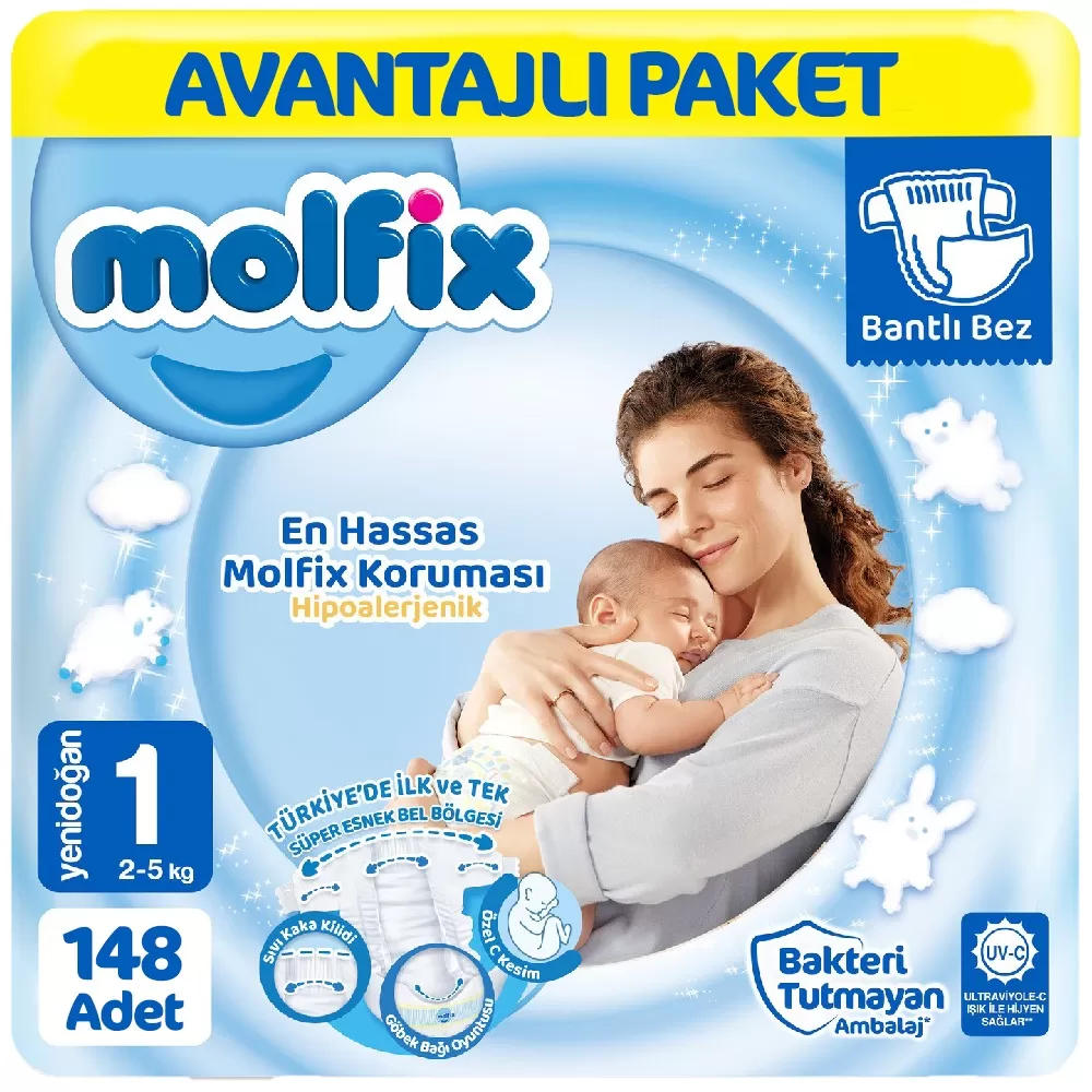 Molfix Bebek Bezi Avantajlı Paket 1 Beden 74x2 148 Adet