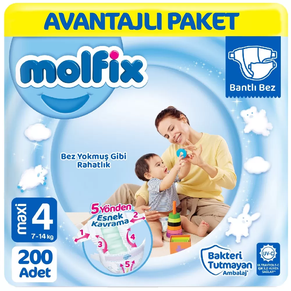 Molfix Bebek Bezi Avantajlı Paket 4 Beden 50x4 200 Adet