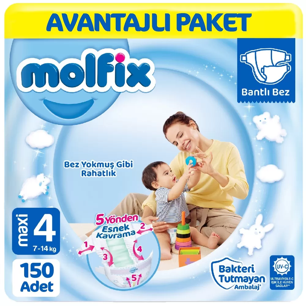 Molfix Bebek Bezi Avantajlı Paket 4 Beden 50x3 150 Adet