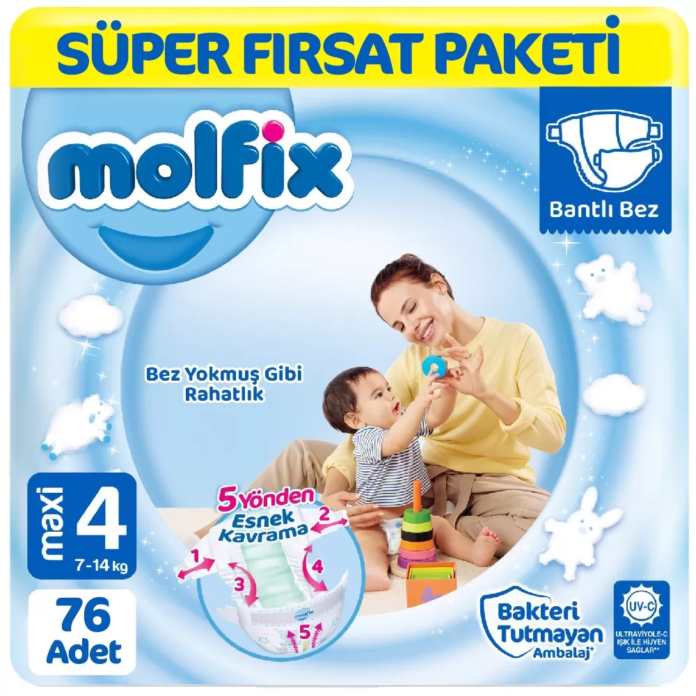Molfix Bebek Bezi 4 Beden Süper Fırsat Paketi 76 Adet