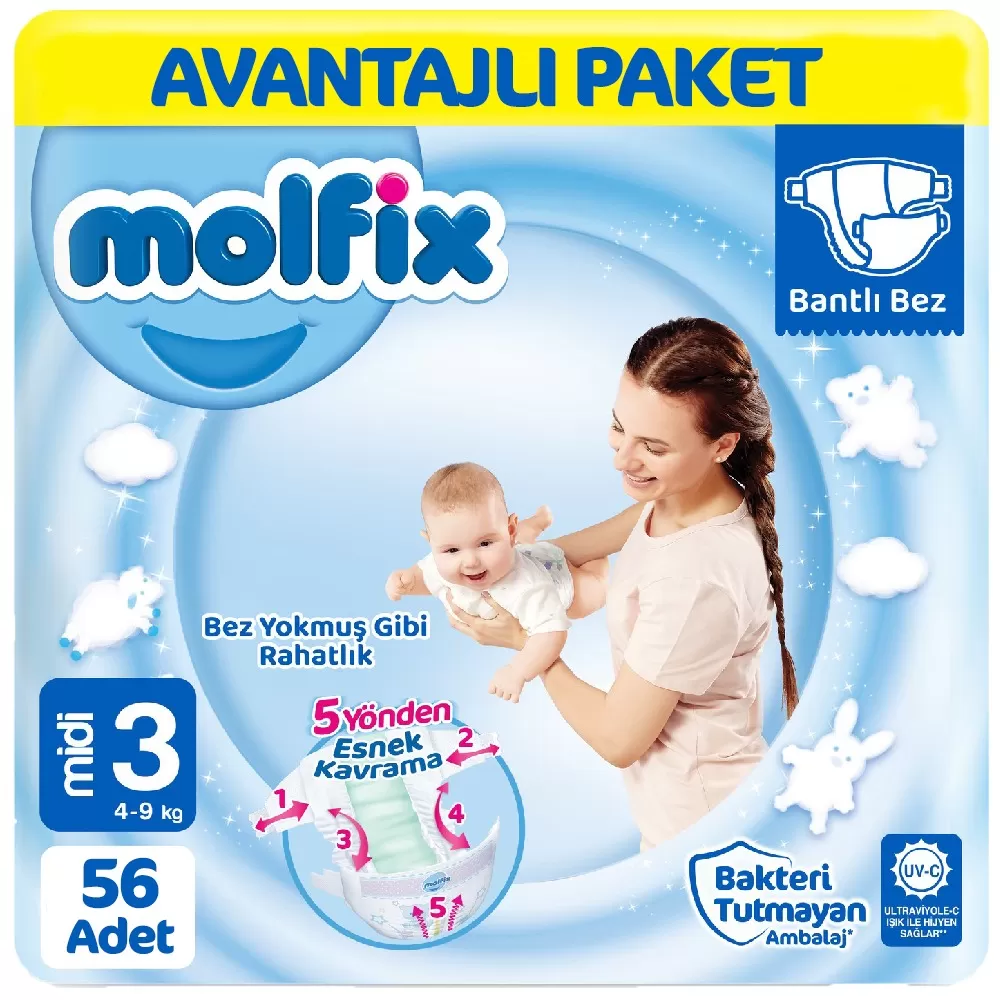 Molfix Bebek Bezi Avantajlı Paket 3 Beden 56 Adet