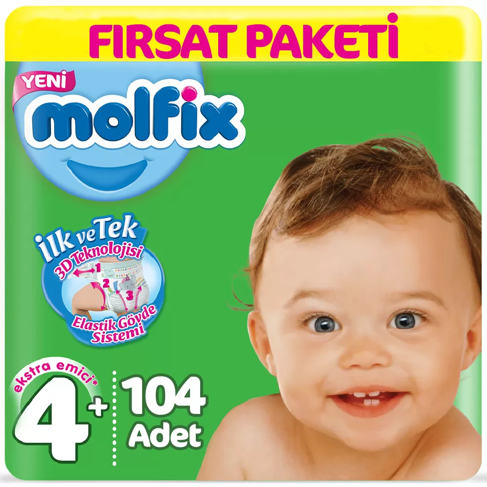 Molfix Bebek Bezi 4+ Beden Fırsat Paketi 9-16 Kg (2*52) 104 Adet