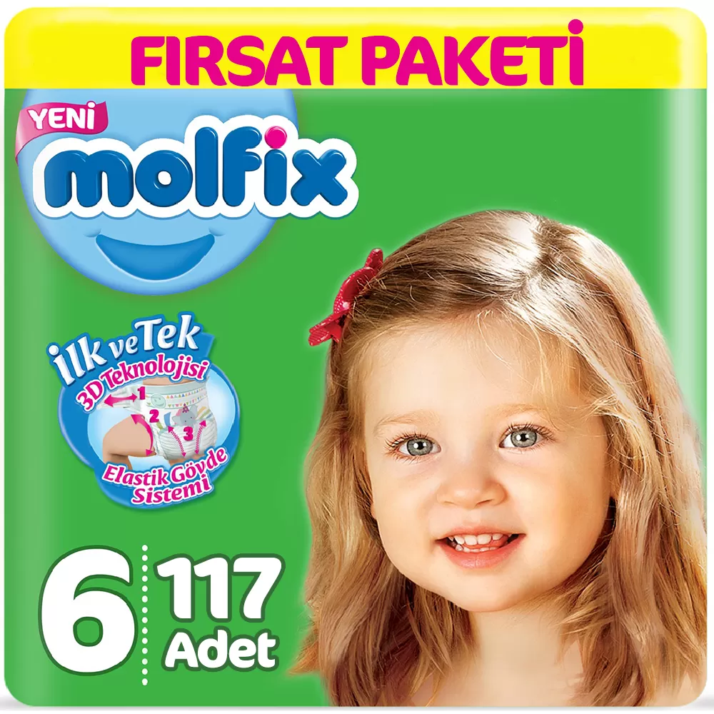 Molfix Bebek Bezi 6 Beden Fırsat Paketi 15+ Kg (3*39) 117 Adet