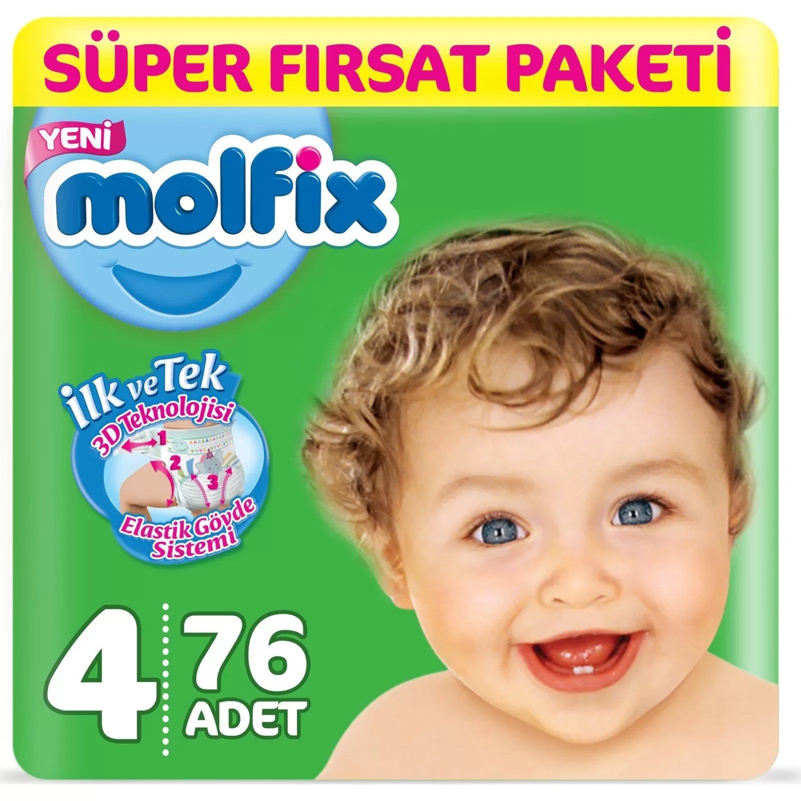 Molfix Bebek Bezi 4 Beden Süper Fırsat Paketi 7-14 Kg 76 Adet