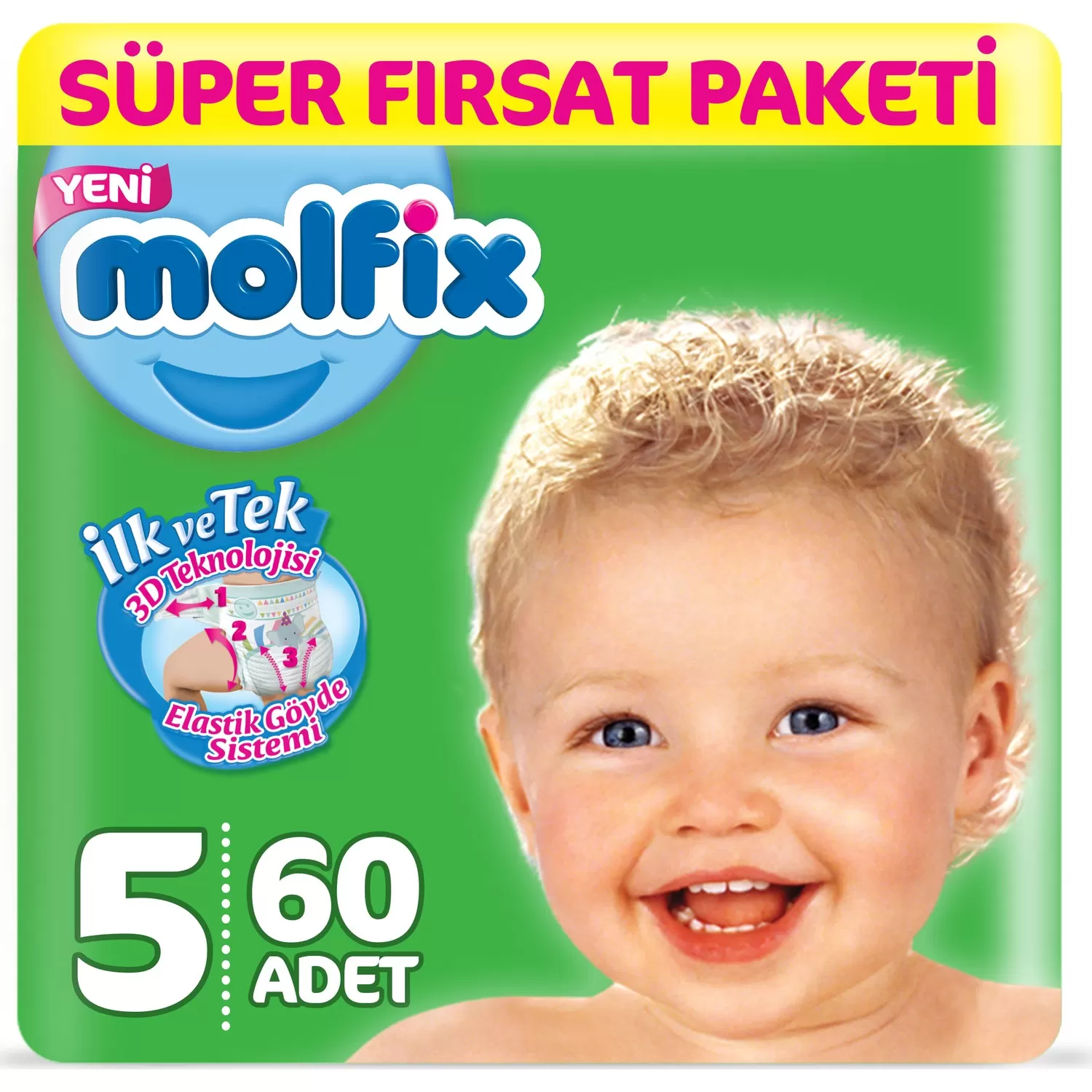 Molfix Bebek Bezi 5 Beden Süper Fırsat 11-18 Kg 60 Adet