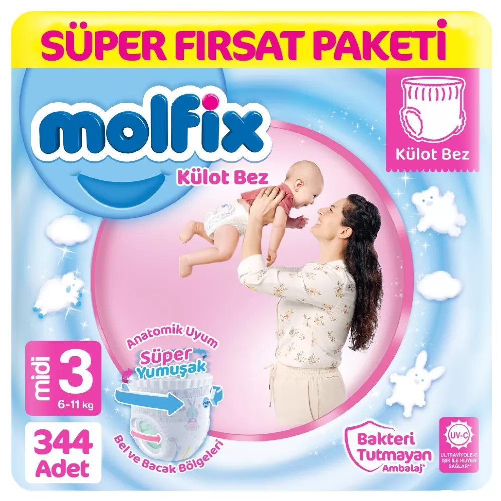 Molfix Külot Bebek Bezi 3 Beden Süper Fırsat Paketi 86x4 344 Adet
