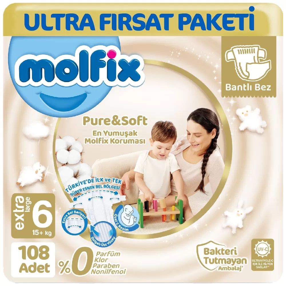 Molfix Pure Soft Ultra Avantaj Bebek Bezi 6 Beden 54x2 108 Adet