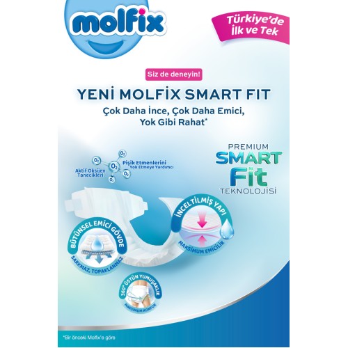 Molfix Premium Smart Fit 3 Beden Bebek Bezi Ultra Fırsat Paketi 94 Adet