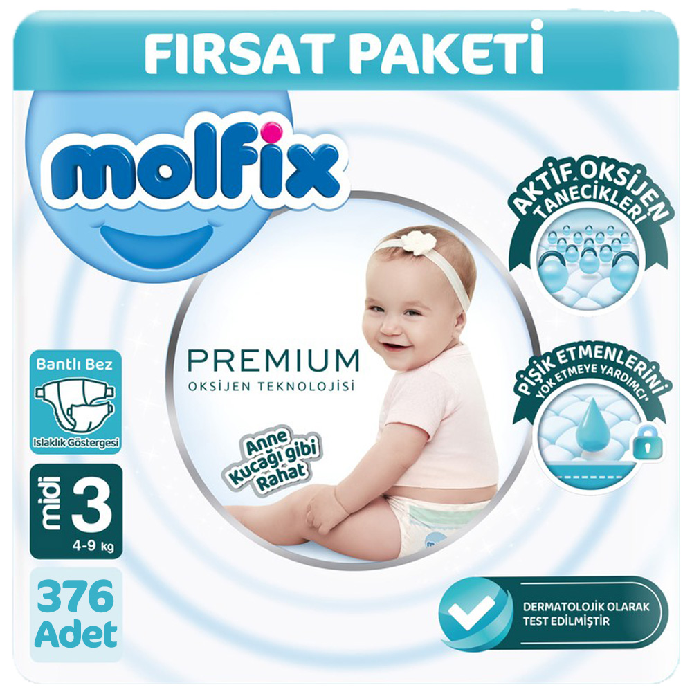 Molfix Premium Ultra Fırsat Paketi 3 Beden 94x4 376 Adet