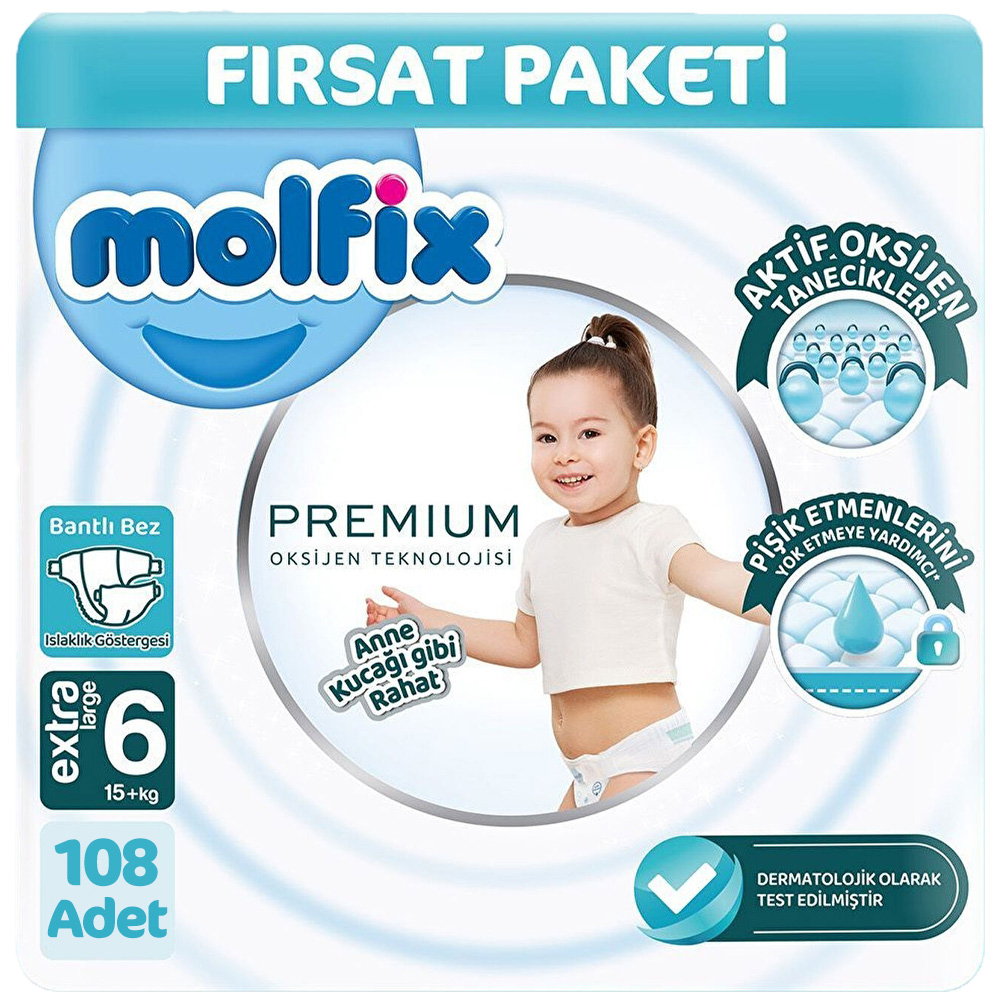 Molfix Premium Ultra Fırsat Paketi 6 Beden 54x2 108 Adet