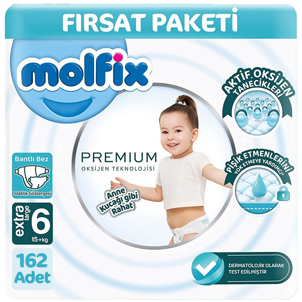 Molfix Premium Ultra Fırsat Paketi 6 Beden 54x3 162 Adet