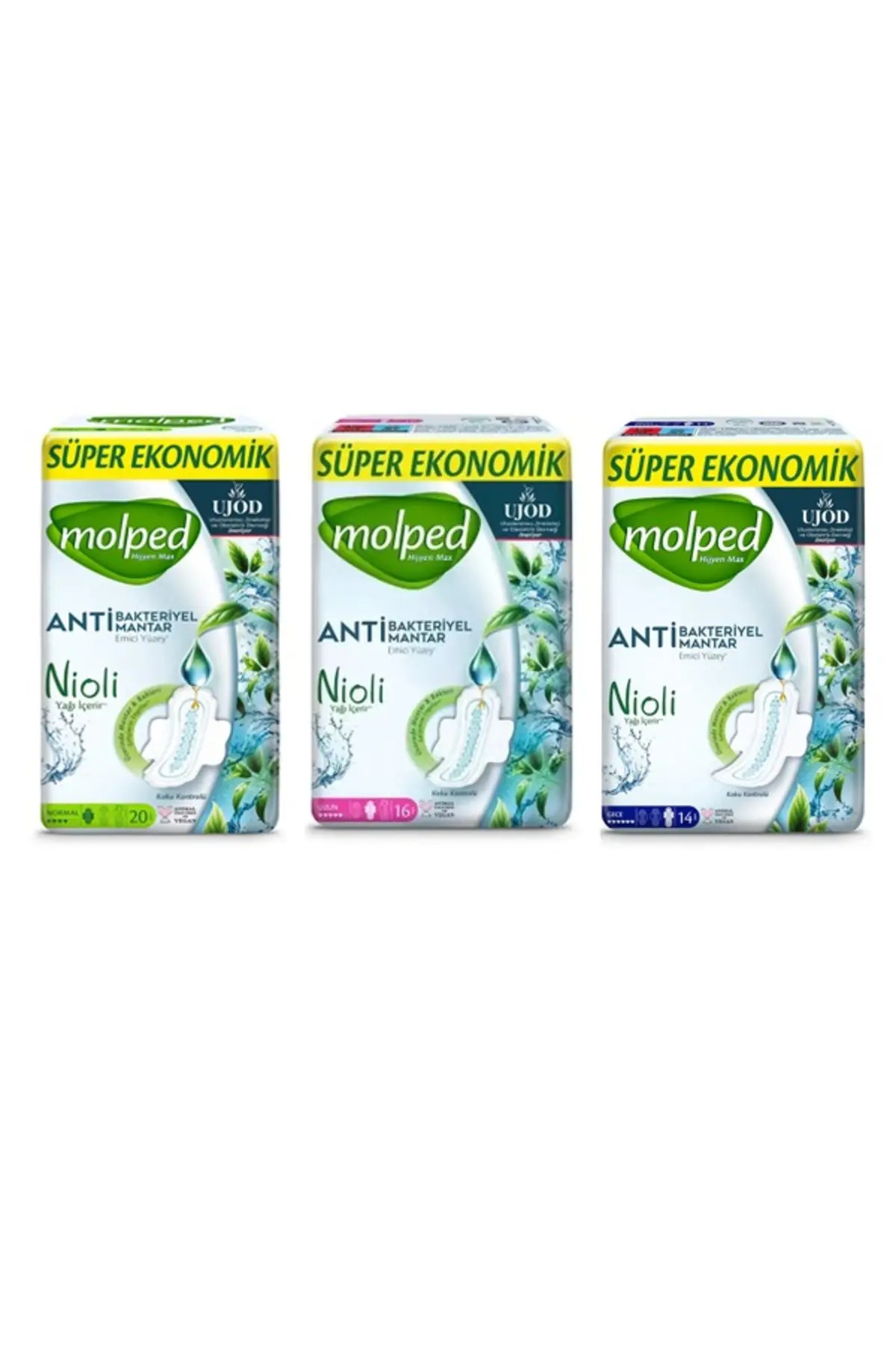 Molped Hijyen Max Gece+Uzun+Normal Ped Süper Ekonomik Paket 50 Adet