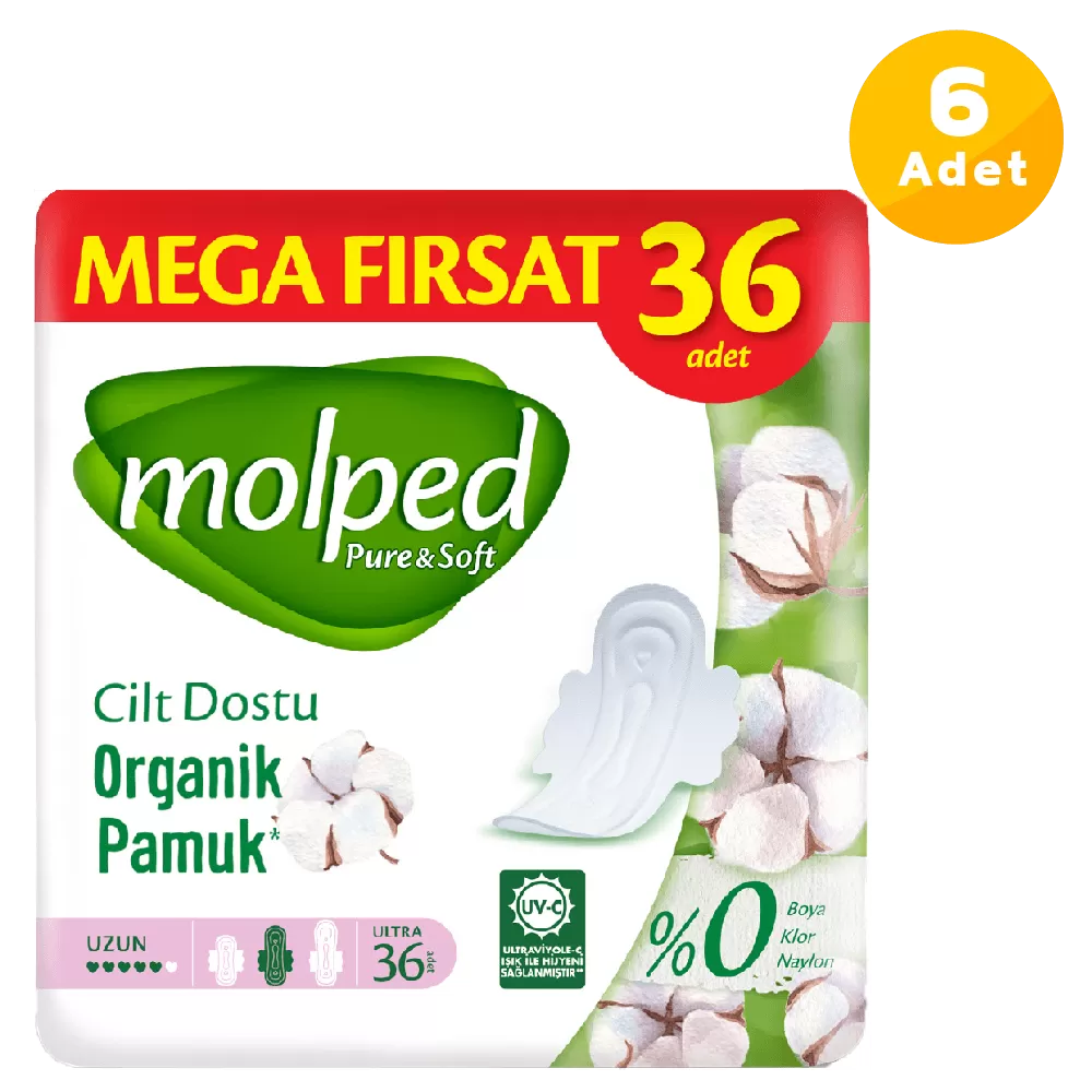 Molped Pure Soft Hijyenik Ped Uzun Mega Fırsat 36'lı 6 Paket