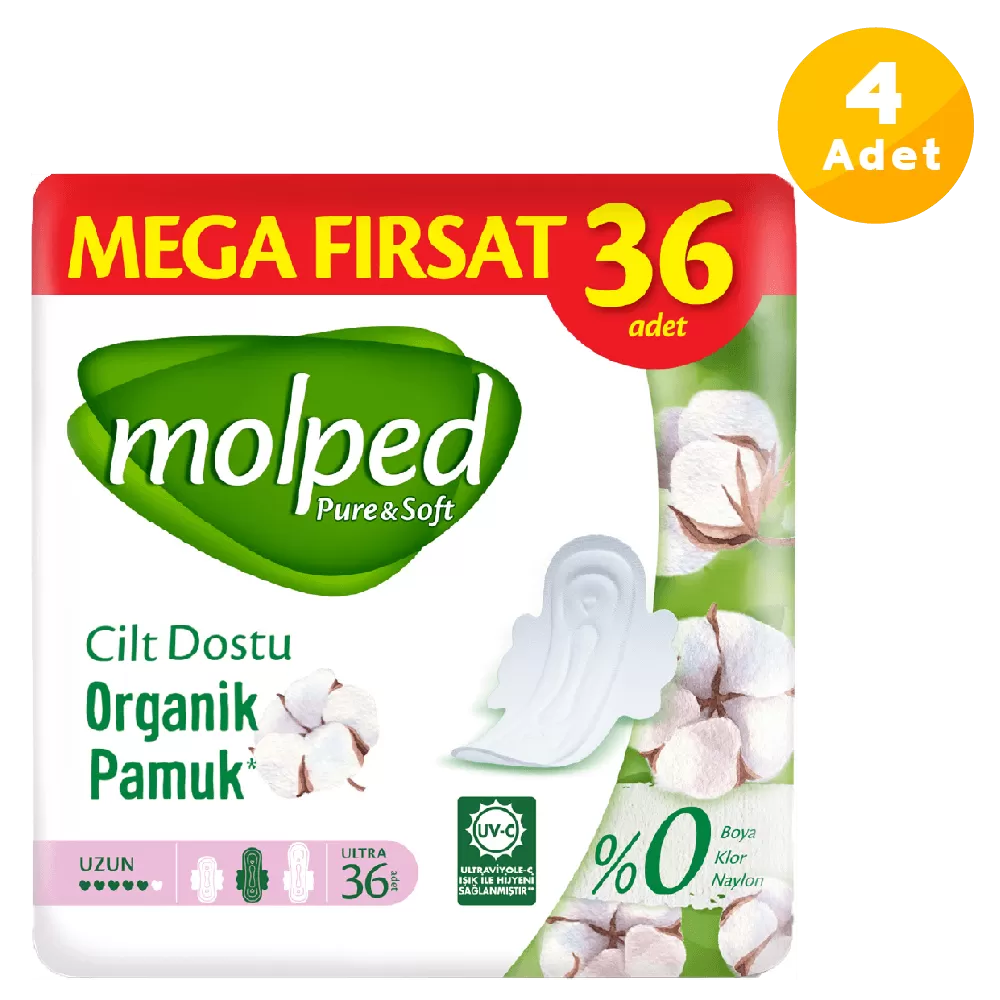 Molped Pure Soft Hijyenik Ped Uzun Mega Fırsat 36'lı 4 Paket
