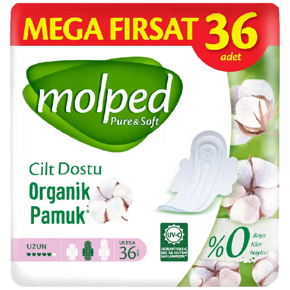 Molped Pure Soft Hijyenik Ped Uzun Mega Fırsat 36'lı