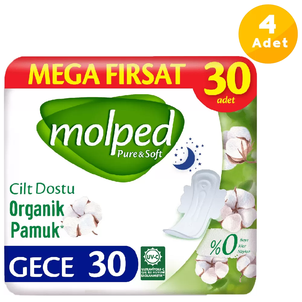 Molped Pure Soft Gece Mega Fırsat Paketi 30'lu 4 Paket