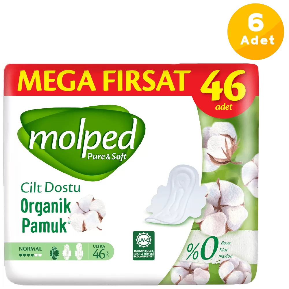 Molped Pure Soft Hijyenik Ped Normal Mega Fırsat 46'lı 6 Paket