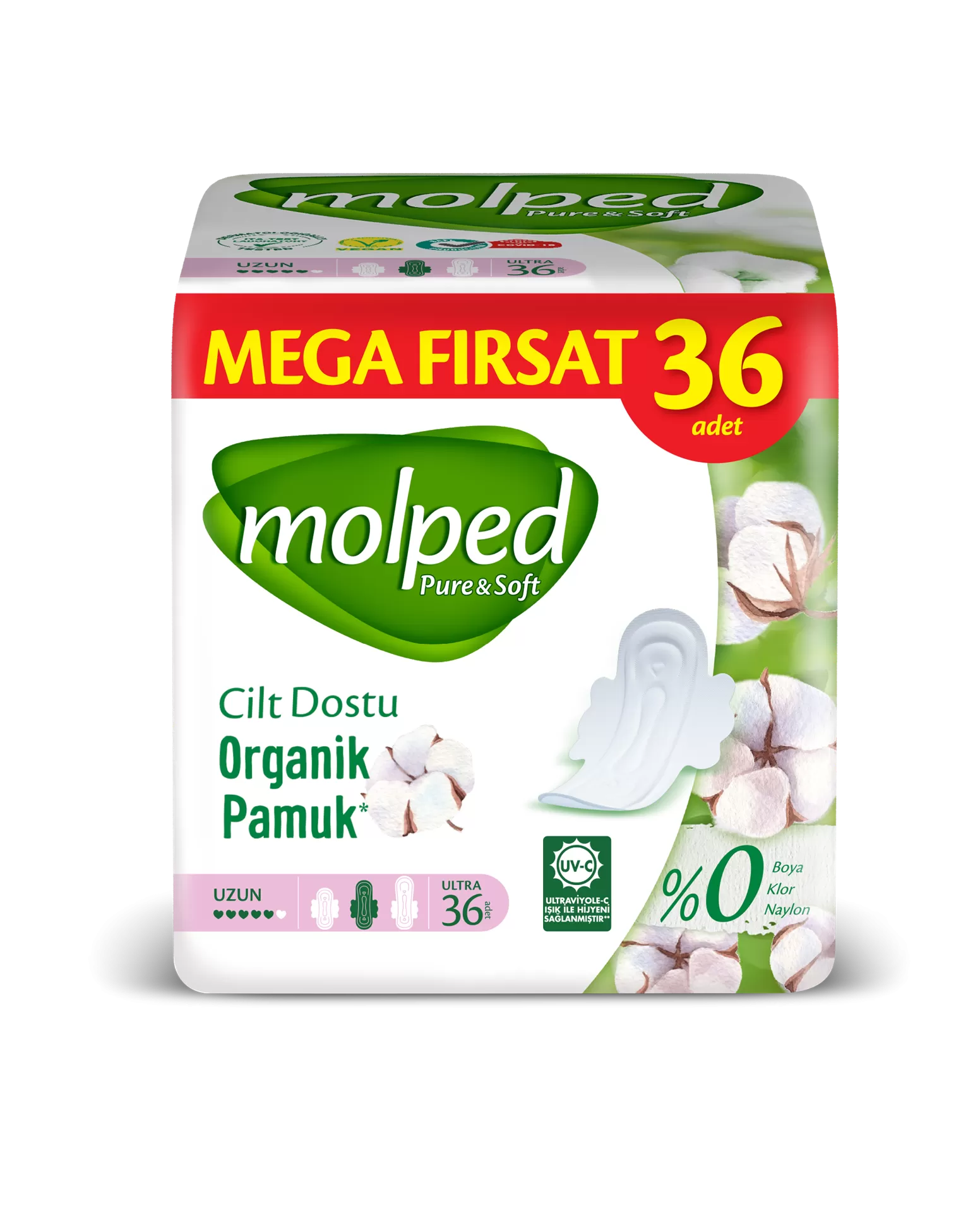 Molped Pure Soft Hijyenik Ped Mega Fırsat Paketi (Gece+Normal+Uzun) 112 Adet