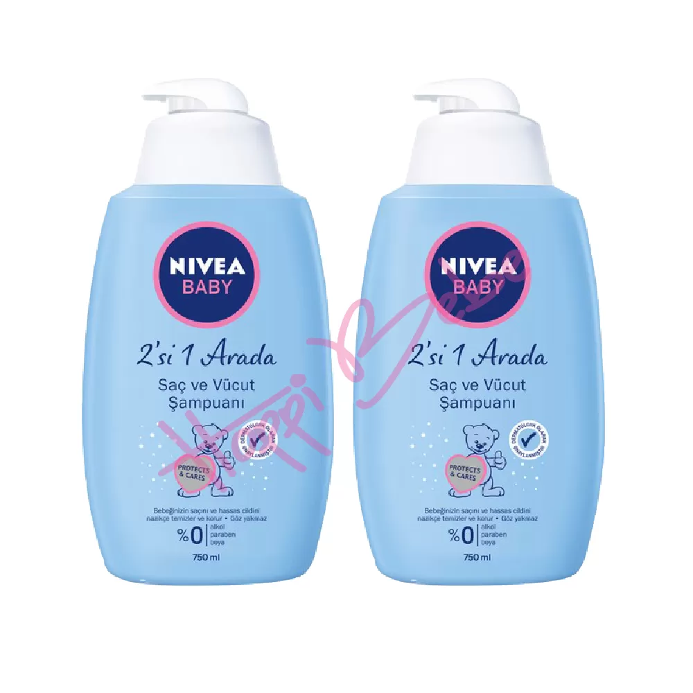 Nivea Baby 2'si 1 Arada Saç ve Vücut Şampuanı 750 ml 2 Adet
