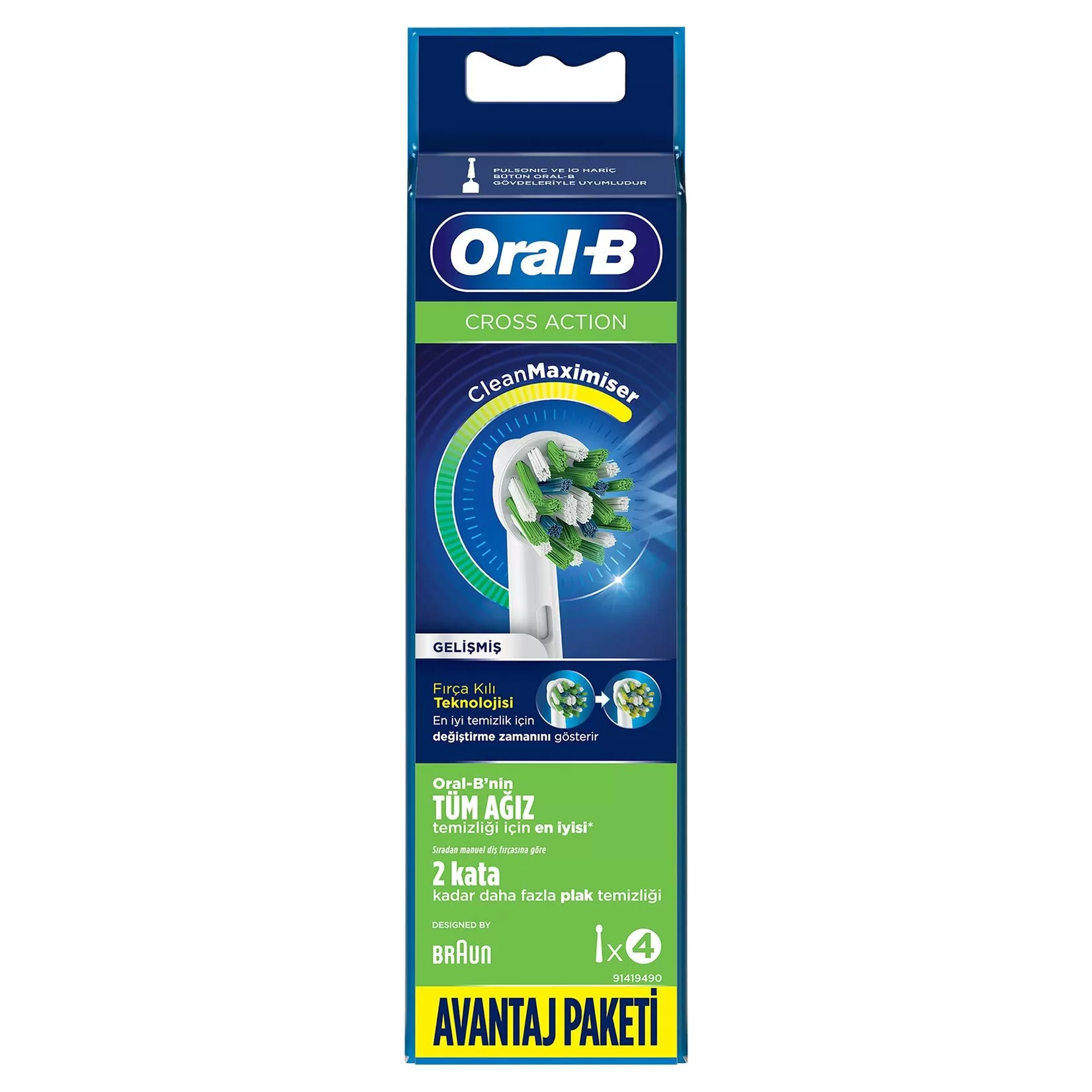 Oral-B Şarjlı Diş Fırçası Yedek Başlık Cross Action 4'lü