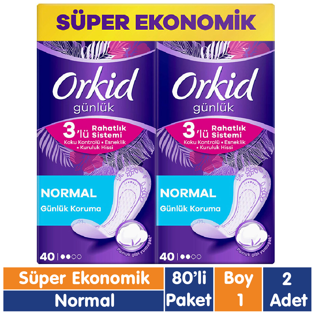 Orkid Günlük Koruma Ped Normal Süper Ekonomik Paket 80x2 160 Adet