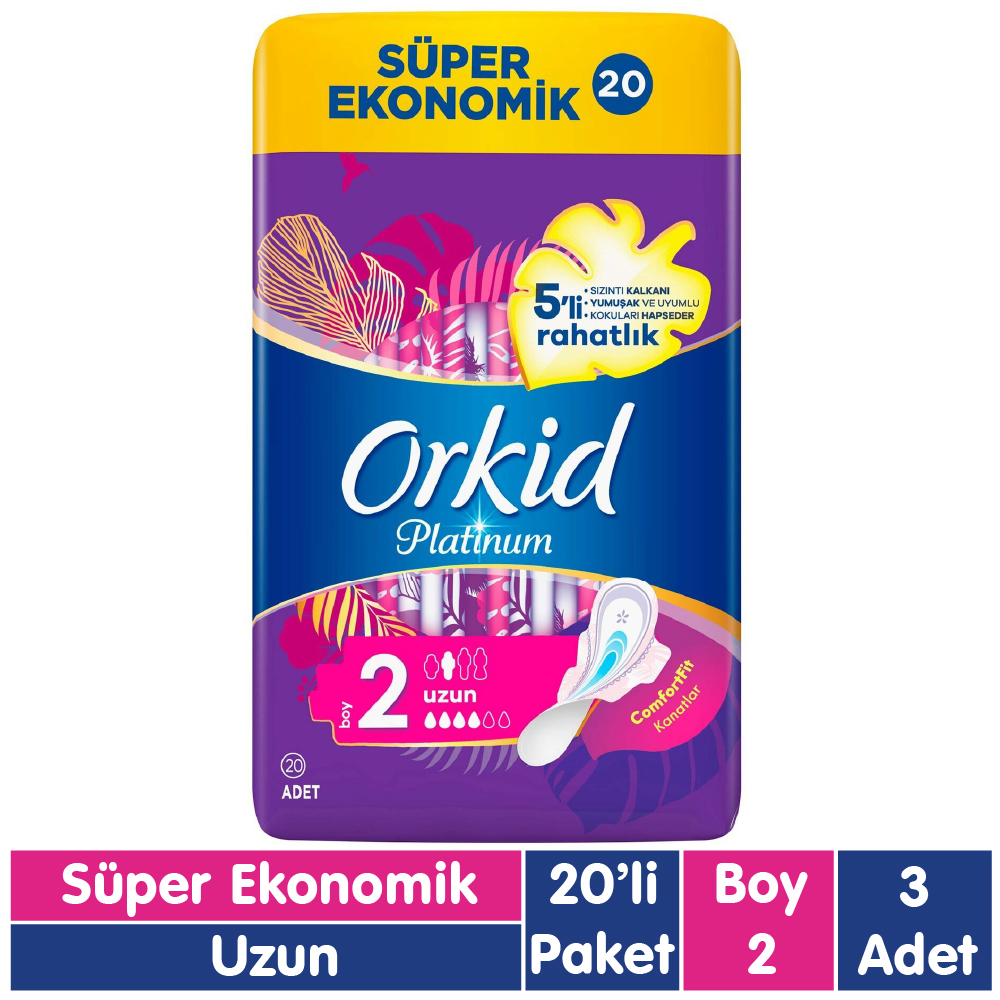 Orkid Platinum Süper Ekonomik Ped Uzun 20x3 60 Adet