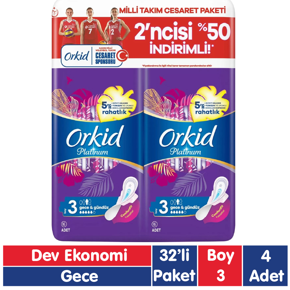 Orkid Platinum Gece Gündüz Ped 32x4 128 Adet