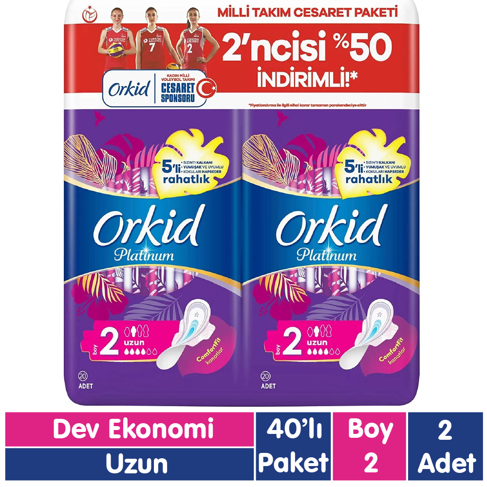Orkid Platinum Uzun Ped 40x2 80 Adet