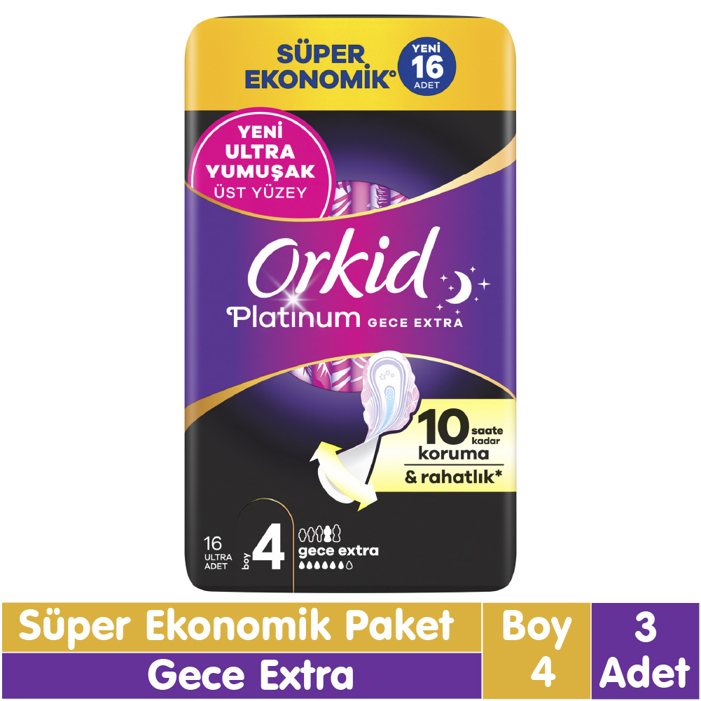 Orkid Platinum Gece Ekstra Süper Ekonomik Paket 16x3 48 Adet