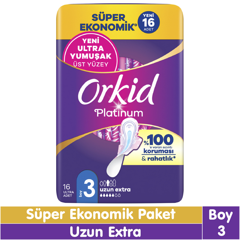 Orkid Platinum Uzun Ekstra Süper Ekonomik Paket 16 Adet