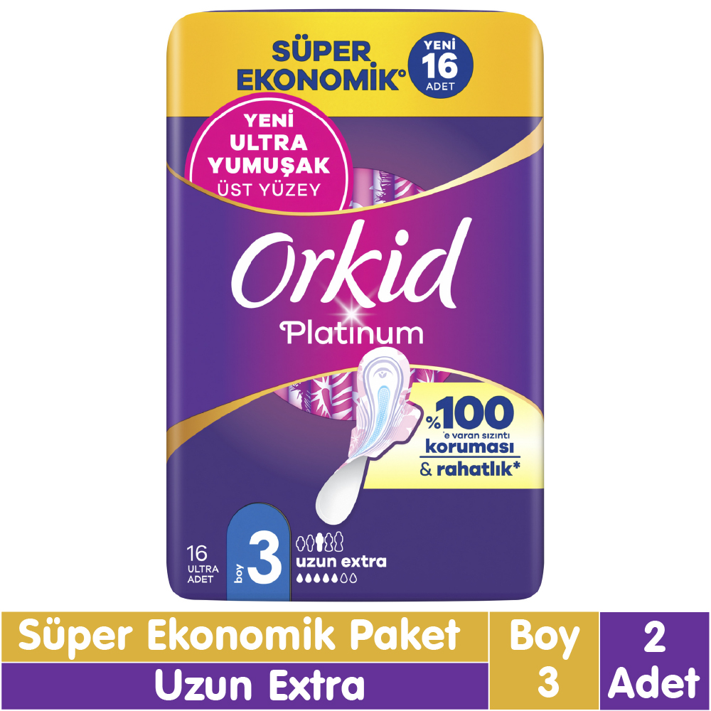 Orkid Platinum Uzun Ekstra Süper Ekonomik Paket 16x2 32 Adet