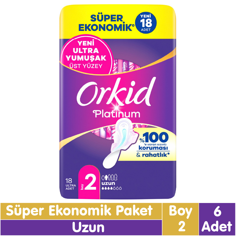 Orkid Platinum Uzun Ped Süper Ekonomik Paket 18x6 108 Adet