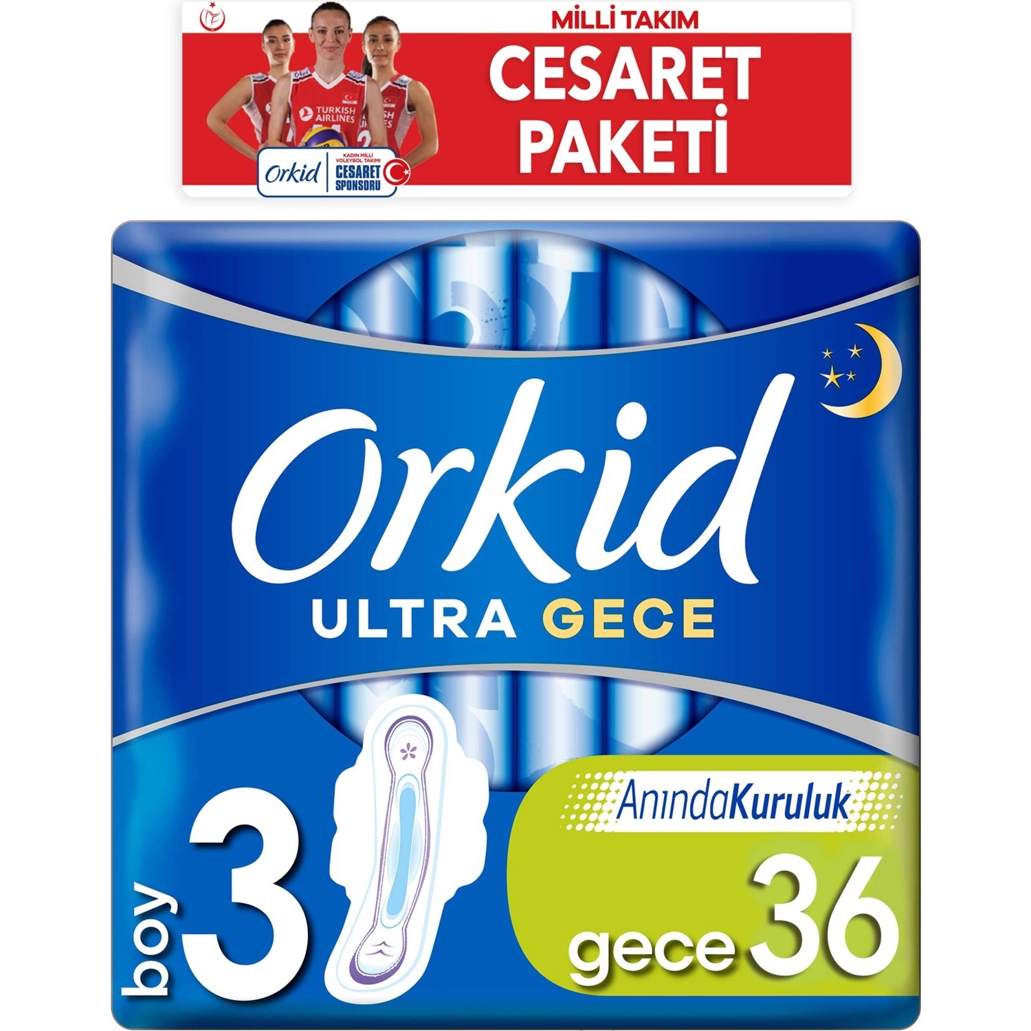 Orkid Ultra Extra Cesaret Paketi Gece Ped 36 Adet