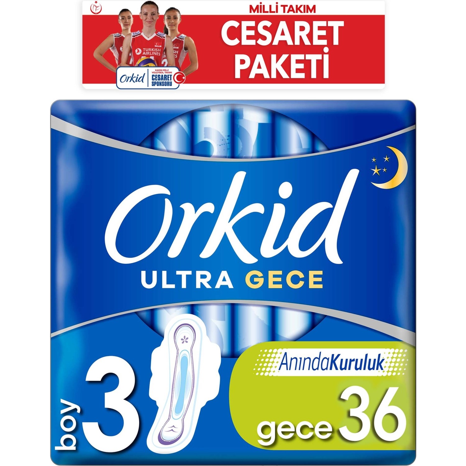 Orkid Ultra Extra Cesaret Paketi Gece Ped 36x3 108 Adet