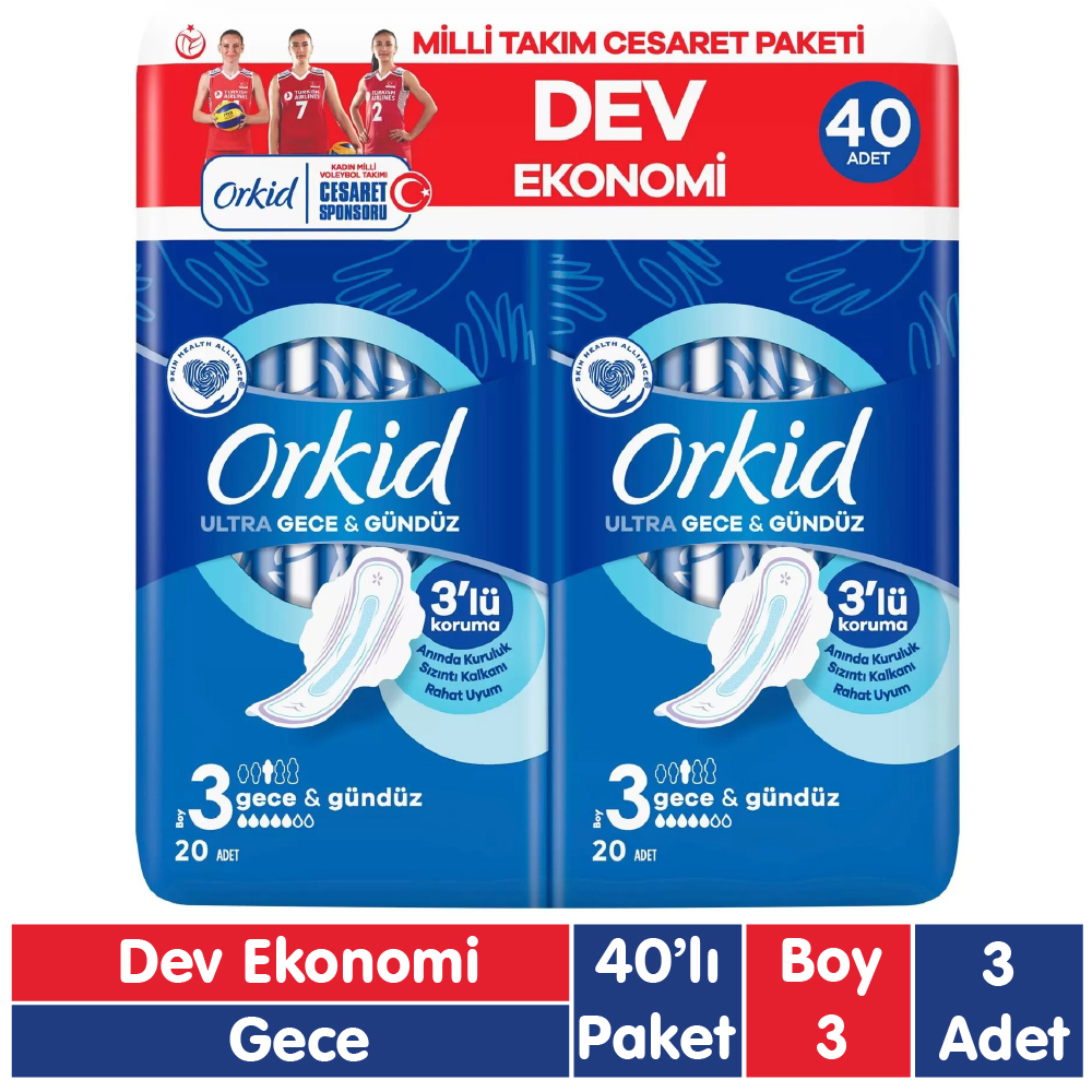 Orkid Ultra Extra Gece Ped Cesaret Paketi 40x3 120 Adet