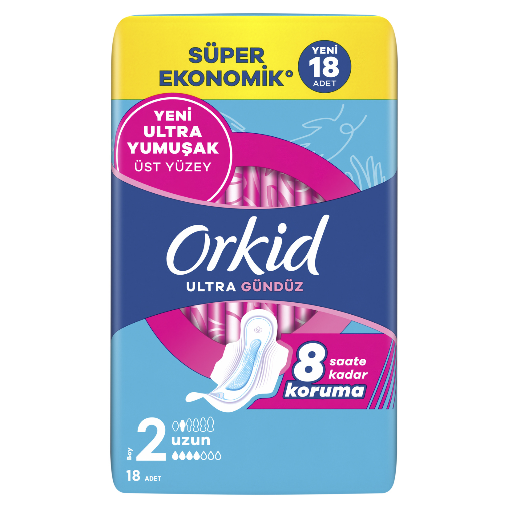 Orkid Ultra Uzun Ped Süper Ekonomik Paket 18x4 72 Adet